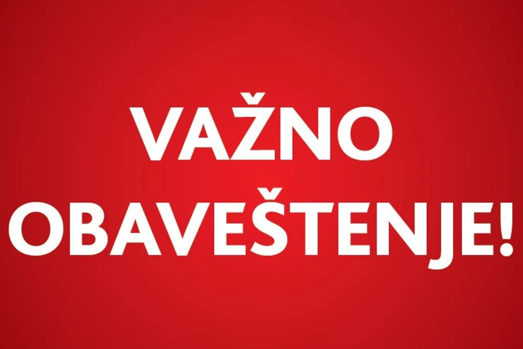 vazno obavestenje